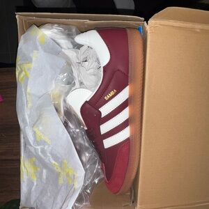 Adidas Samba Maroon and White Sneakers